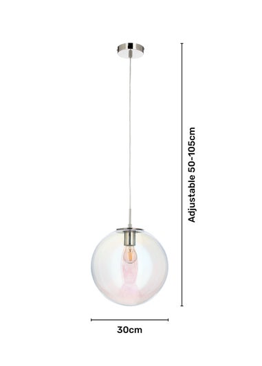 BHS Nickel Petro Iridescent Glass Ceiling Pendant (50-105cm x 30cm)