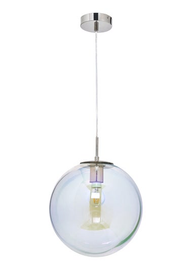 BHS Nickel Petro Iridescent Glass Ceiling Pendant (50-105cm x 30cm)