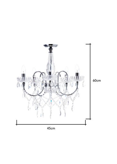 BHS Chrome Edith Flush 5 Light Chandelier (60cm x 45cm)