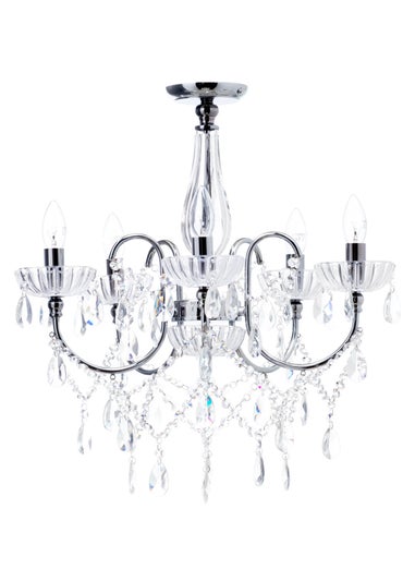 BHS Chrome Edith Flush 5 Light Chandelier (60cm x 45cm)