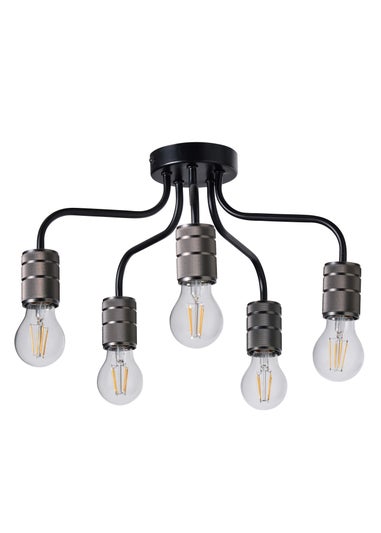 BHS Pewter Mario Semi Flush Industrial Ceiling 5 Light (28cm x 35cm)