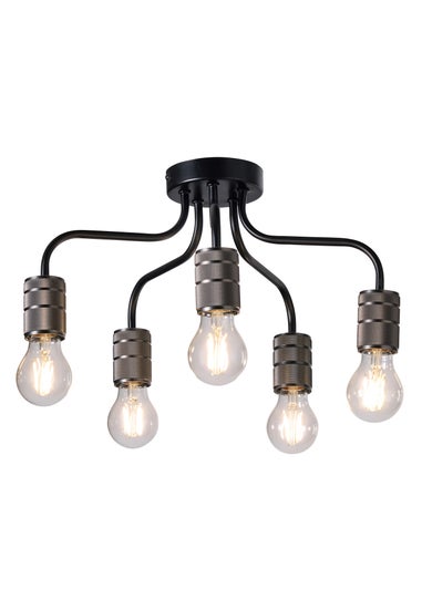 BHS Pewter Mario Semi Flush Industrial Ceiling 5 Light (28cm x 35cm)