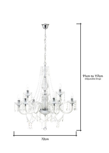 BHS Chrome Charlotte 9 Light Chandelier (91-117cm x 72cm)