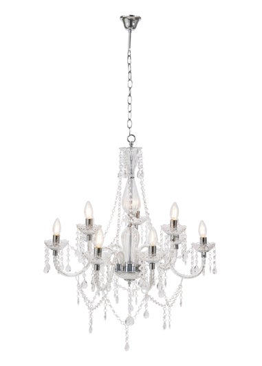 BHS Chrome Charlotte 9 Light Chandelier (91-117cm x 72cm)