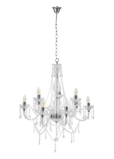 BHS Chrome Charlotte 9 Light Chandelier (91-117cm x 72cm)