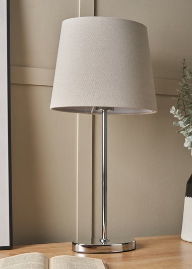 BHS Chrome Bryant Oval Table Lamp (60cm x 30cm)