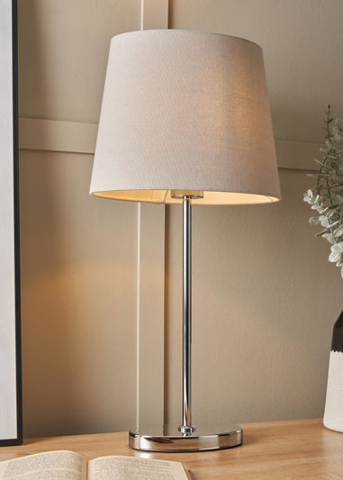 BHS Chrome Bryant Oval Table Lamp (60cm x 30cm)