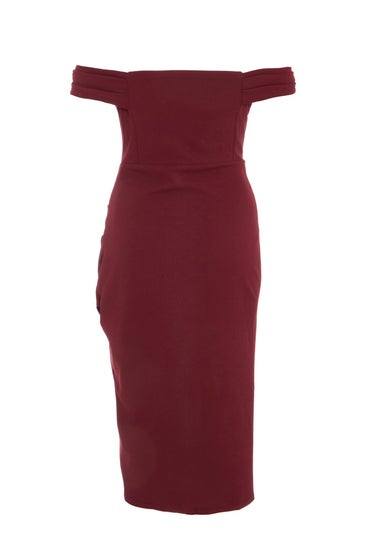 Quiz Red Bardot Midi Wrap Dress