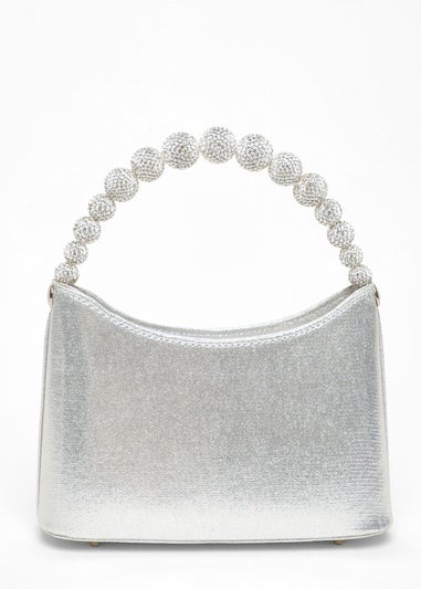 Quiz Silver Diamante Handle Bag