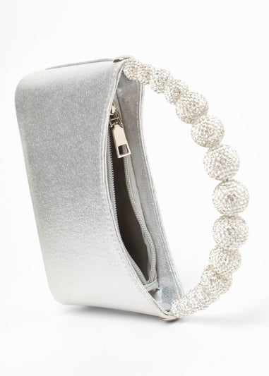 Quiz Silver Diamante Handle Bag