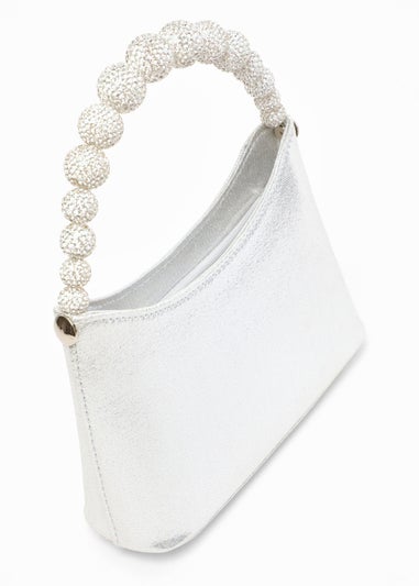 Quiz Silver Diamante Handle Bag