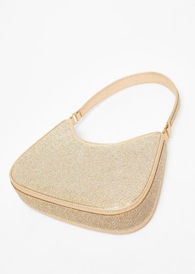 Quiz Gold Diamante Shoulder Bag