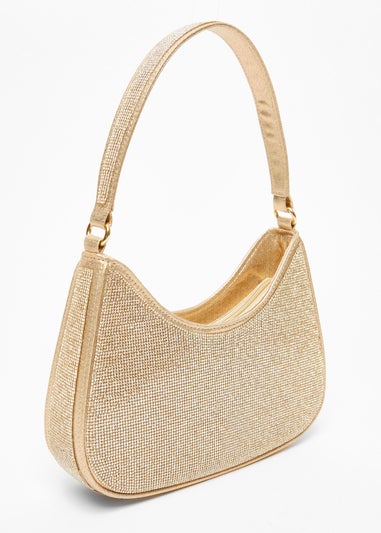 Quiz Gold Diamante Shoulder Bag