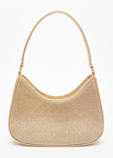 Quiz Gold Diamante Shoulder Bag