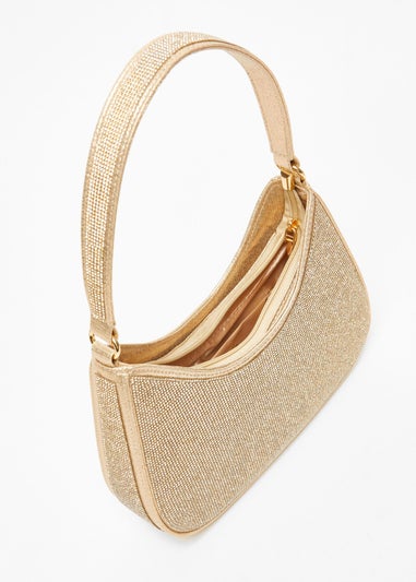 Quiz Gold Diamante Shoulder Bag