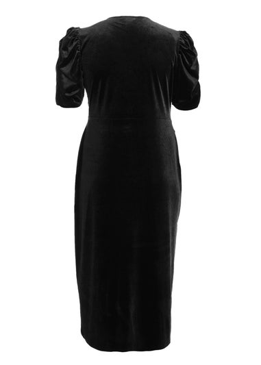 Quiz Black Curve Velvet Wrap Midi Dress