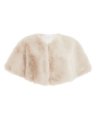 Quiz Natural Faux Fur Wrap