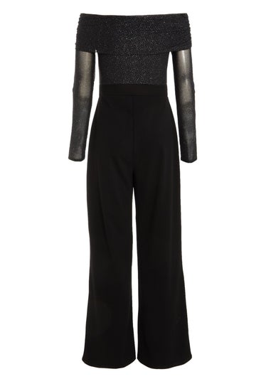 Quiz Black Glitter Palazzo Jumpsuit