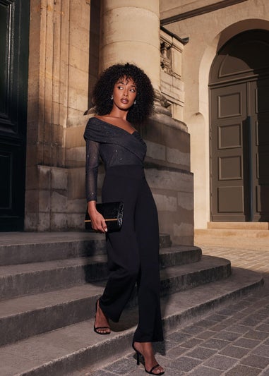Quiz Black Glitter Palazzo Jumpsuit