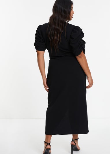 Quiz Black Curve Wrap Midi Dress