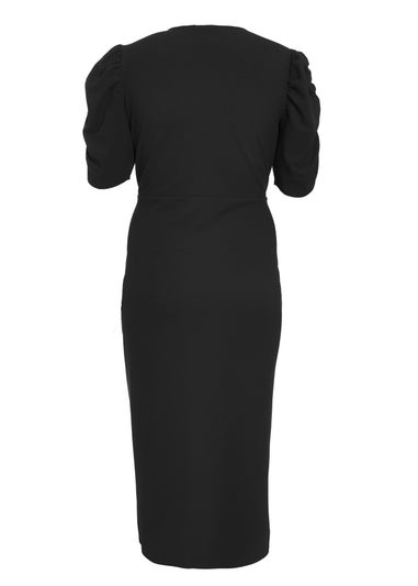 Quiz Black Curve Wrap Midi Dress