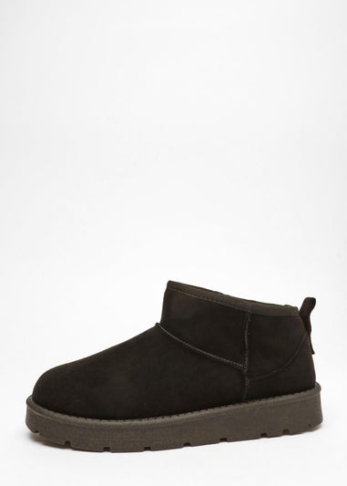 Quiz Black Faux Suede Ankle Boots