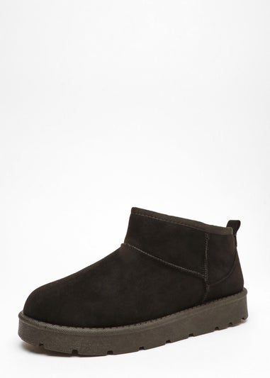 Quiz Black Faux Suede Ankle Boots