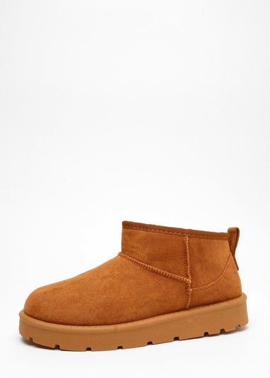 Quiz Tan Faux Suede Ankle Boots