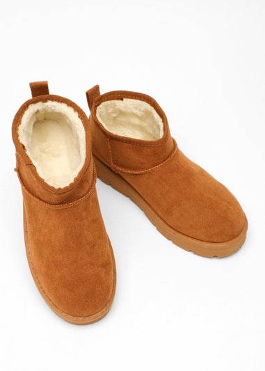 Quiz Tan Faux Suede Ankle Boots