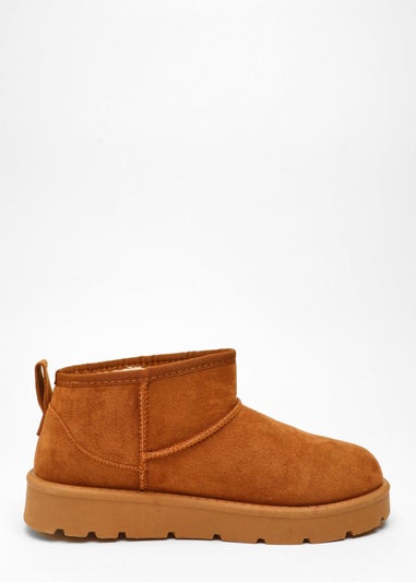 Quiz Tan Faux Suede Ankle Boots