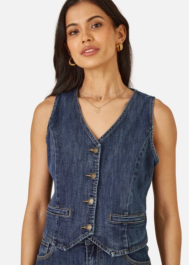 Yumi Blue Denim Stretch Waistcoat