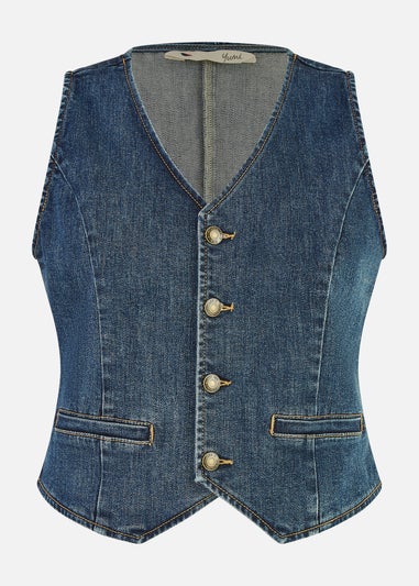 Yumi Blue Denim Stretch Waistcoat