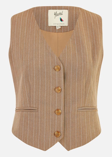 Yumi Brown Pinstripe Waist Coat Vest