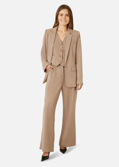 Yumi Brown Pinstripe Blazer