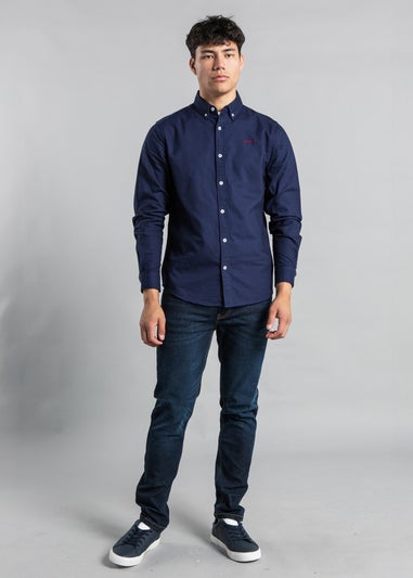 Tokyo Laundry Blue Cotton Long Sleeve Button-up Oxford Shirt