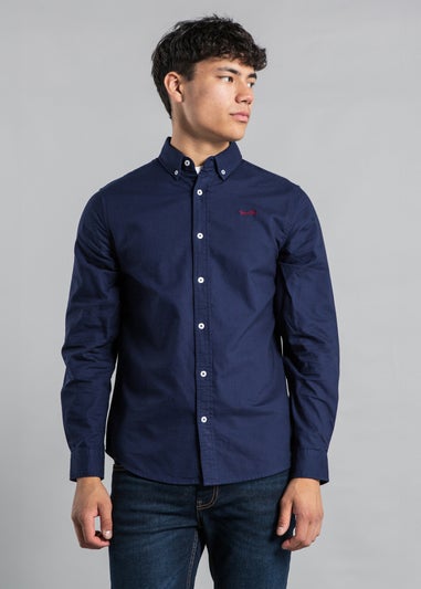 Tokyo Laundry Blue Cotton Long Sleeve Button-up Oxford Shirt