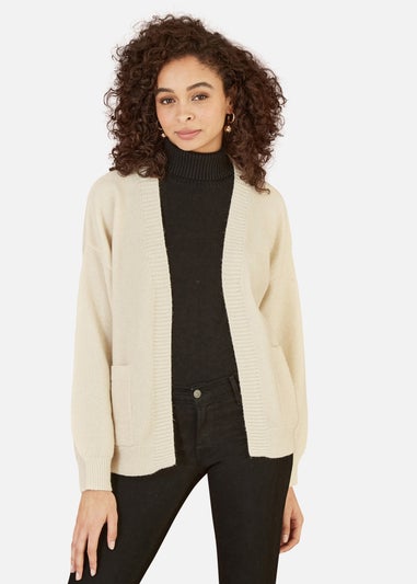 Yumi Ivory Metallic Slouchy Cardigan With Pockets