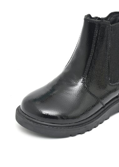 ToeZone Girls Black Amara Patent Leather Ankle Boot (Younger 8 - Older 3)