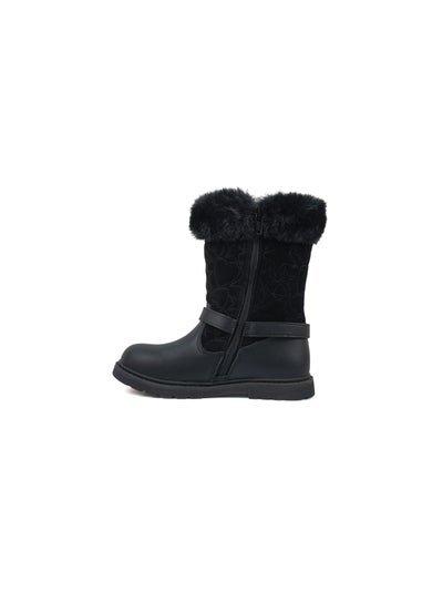 ToeZone Girls Black Lumi Fur Boot (Younger 8 - Younger 13)