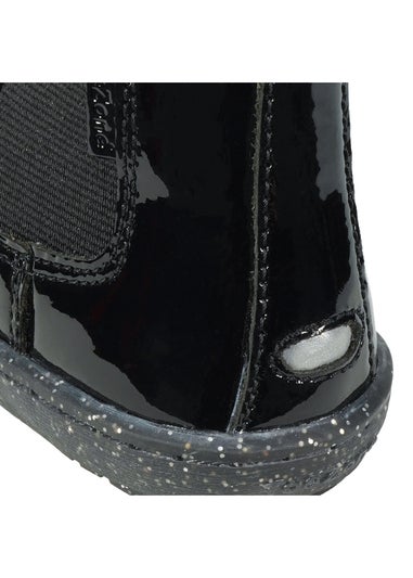 ToeZone Girls Black Harlow Patent Gusset Boot (Younger 4 - Younger 10)