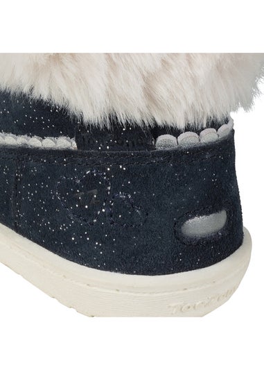 ToeZone Girls Navy Freya Shimmer Fur Boot (Younger 4 - Younger 10)