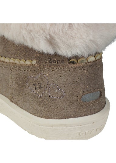 ToeZone Girls Brown Faith Suede Fur Boot (Younger 4 - Younger 10)