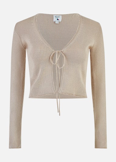 Yumi Gold Lurex Knitted Rib Bolero