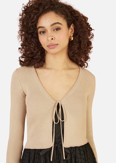 Yumi Gold Lurex Knitted Rib Bolero