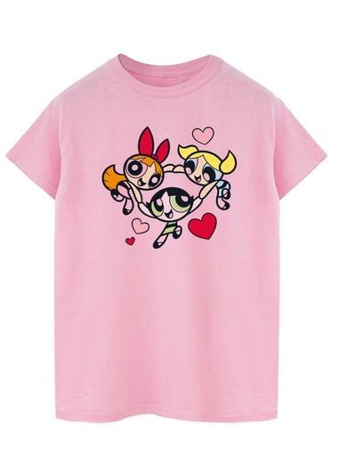 The Powerpuff Girls Pink Hearts Circle Boyfriend Fit T-Shirt