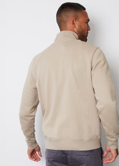 Threadbare Stone 1/4 Zip Neck Sweatshirt