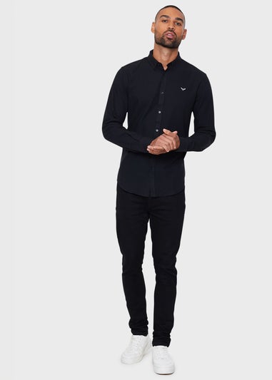 Threadbare Black Oxford Cotton Long Sleeve Shirt