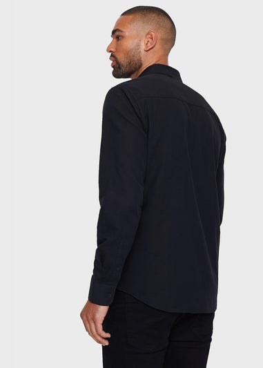 Threadbare Black Oxford Cotton Long Sleeve Shirt