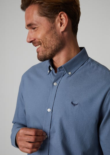 Threadbare Blue Oxford Cotton Long Sleeve Shirt