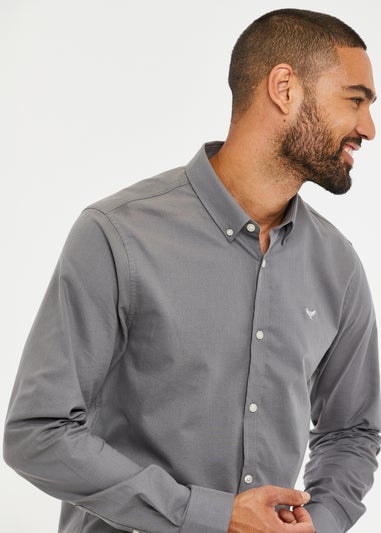 Threadbare Grey Oxford Cotton Long Sleeve Shirt